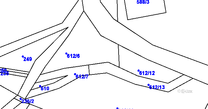 Parcela st. 612/10 v KÚ Brtnice, Katastrální mapa
