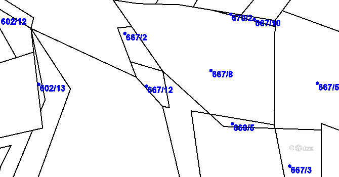 Parcela st. 667/13 v KÚ Brtnice, Katastrální mapa