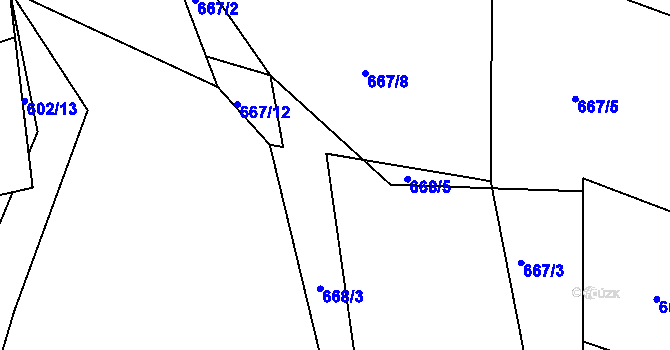 Parcela st. 668/6 v KÚ Brtnice, Katastrální mapa