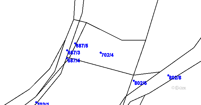 Parcela st. 702/4 v KÚ Brtnice, Katastrální mapa