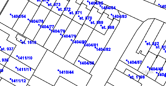 Parcela st. 1404/81 v KÚ Brtnice, Katastrální mapa