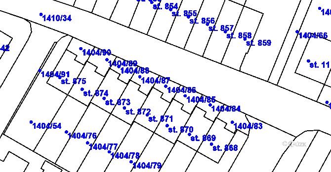 Parcela st. 1404/86 v KÚ Brtnice, Katastrální mapa