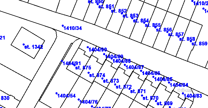 Parcela st. 1404/89 v KÚ Brtnice, Katastrální mapa