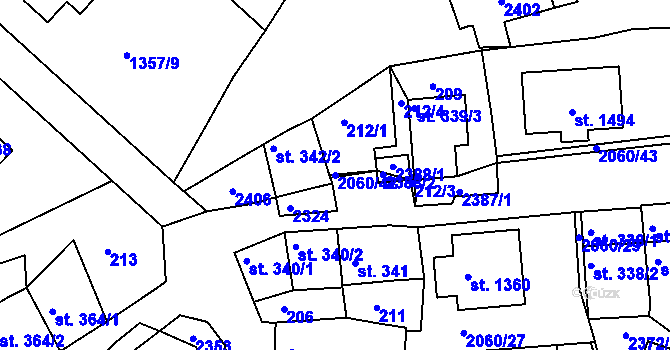 Parcela st. 2060/42 v KÚ Brtnice, Katastrální mapa