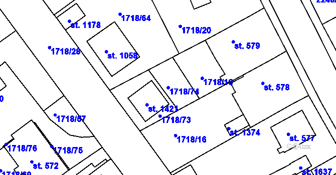 Parcela st. 1718/74 v KÚ Brtnice, Katastrální mapa