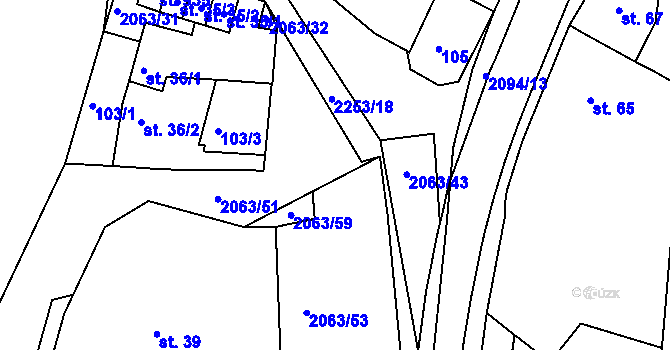 Parcela st. 2063/60 v KÚ Brtnice, Katastrální mapa