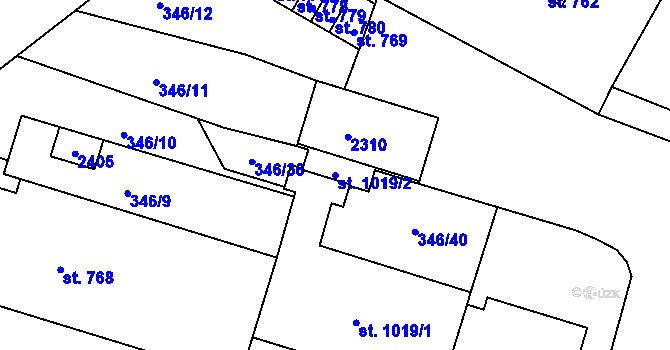 Parcela st. 1019/2 v KÚ Brtnice, Katastrální mapa
