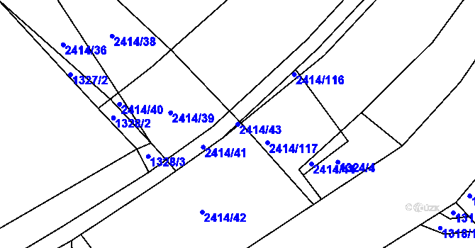 Parcela st. 2414/43 v KÚ Brtnice, Katastrální mapa