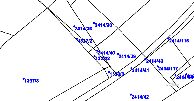 Parcela st. 2414/40 v KÚ Brtnice, Katastrální mapa