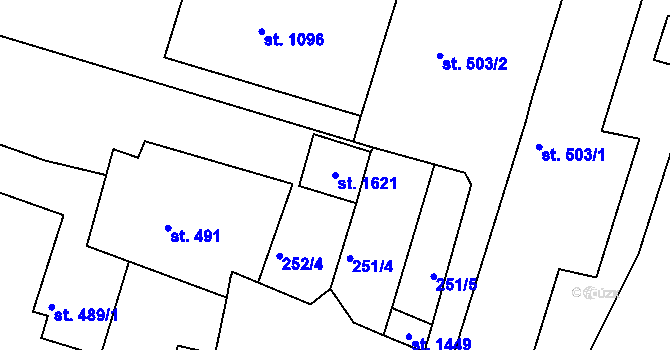 Parcela st. 1621 v KÚ Brtnice, Katastrální mapa