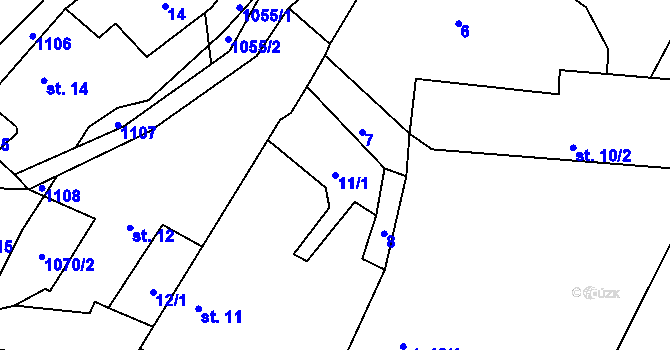 Parcela st. 11/1 v KÚ Jestřebí u Brtnice, Katastrální mapa