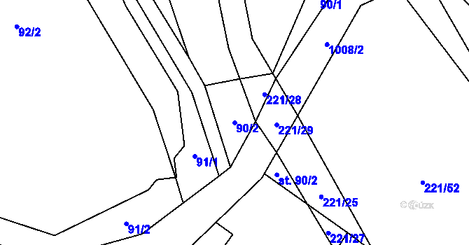 Parcela st. 90/2 v KÚ Jestřebí u Brtnice, Katastrální mapa