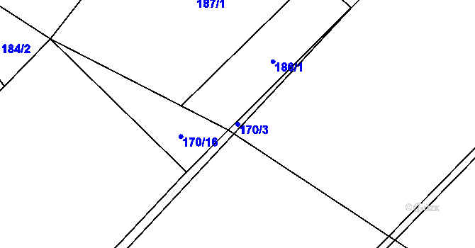 Parcela st. 170/3 v KÚ Jestřebí u Brtnice, Katastrální mapa
