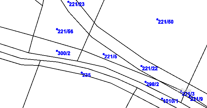Parcela st. 221/5 v KÚ Jestřebí u Brtnice, Katastrální mapa