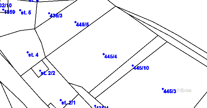Parcela st. 445/4 v KÚ Jestřebí u Brtnice, Katastrální mapa