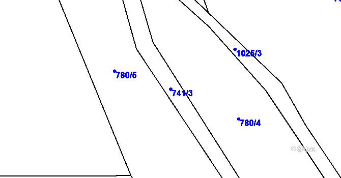 Parcela st. 741/3 v KÚ Jestřebí u Brtnice, Katastrální mapa