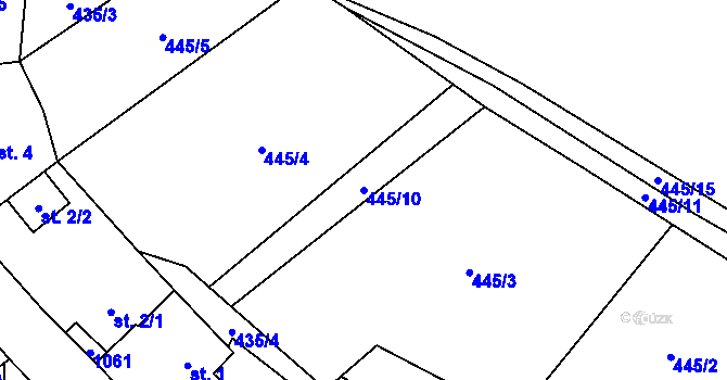 Parcela st. 445/10 v KÚ Jestřebí u Brtnice, Katastrální mapa