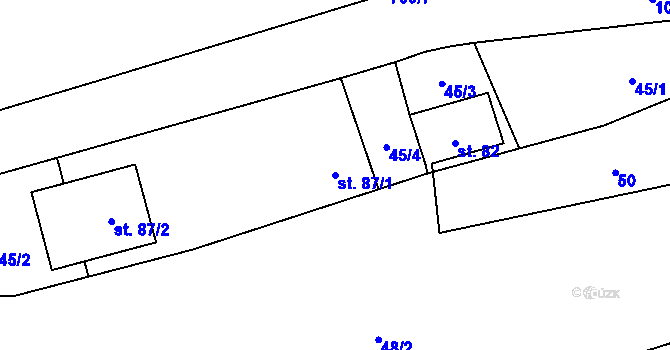 Parcela st. 87/1 v KÚ Jestřebí u Brtnice, Katastrální mapa