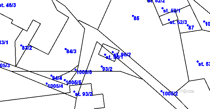 Parcela st. 96/1 v KÚ Jestřebí u Brtnice, Katastrální mapa