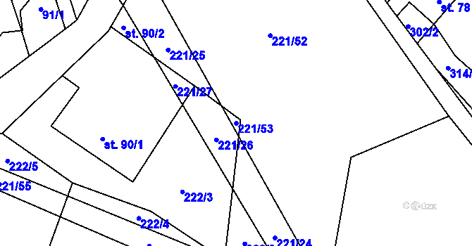 Parcela st. 221/53 v KÚ Jestřebí u Brtnice, Katastrální mapa