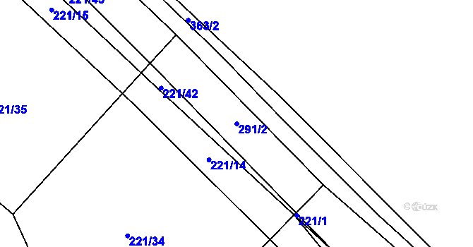 Parcela st. 291/2 v KÚ Jestřebí u Brtnice, Katastrální mapa