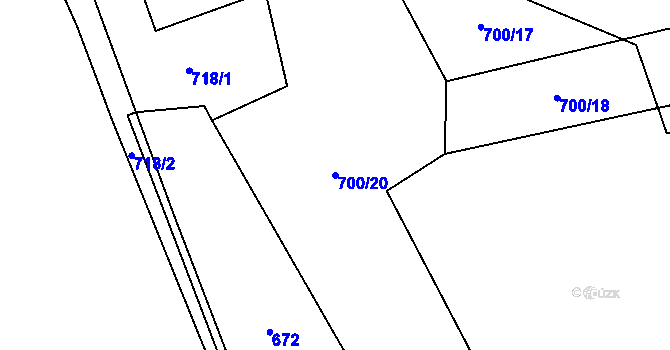 Parcela st. 700/20 v KÚ Jestřebí u Brtnice, Katastrální mapa