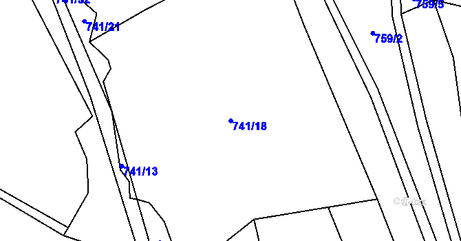 Parcela st. 741/18 v KÚ Jestřebí u Brtnice, Katastrální mapa