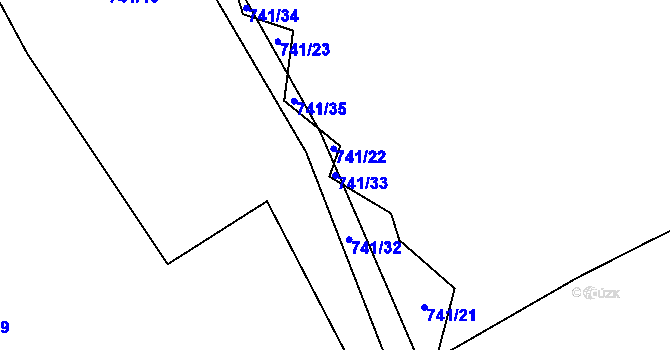 Parcela st. 741/33 v KÚ Jestřebí u Brtnice, Katastrální mapa