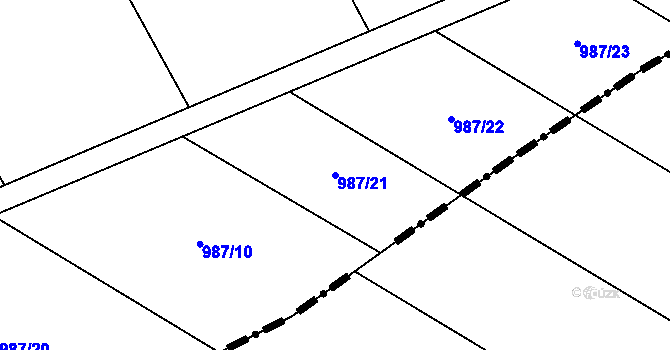 Parcela st. 987/21 v KÚ Jestřebí u Brtnice, Katastrální mapa