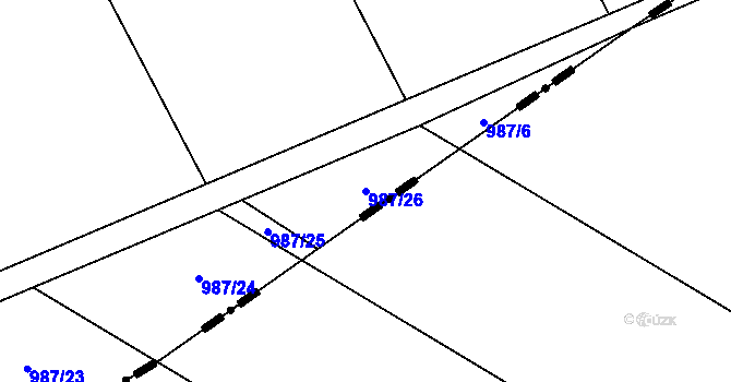 Parcela st. 987/26 v KÚ Jestřebí u Brtnice, Katastrální mapa