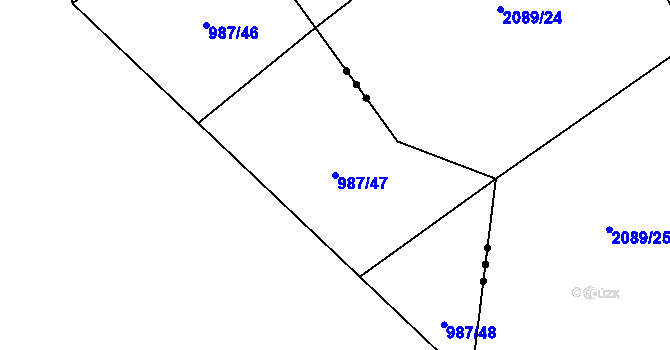 Parcela st. 987/47 v KÚ Jestřebí u Brtnice, Katastrální mapa