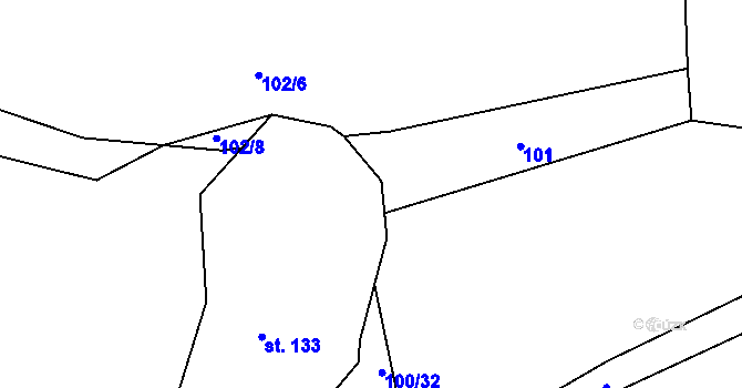 Parcela st. 135 v KÚ Jestřebí u Brtnice, Katastrální mapa