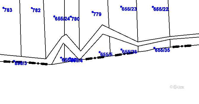 Parcela st. 655/5 v KÚ Brtnička, Katastrální mapa