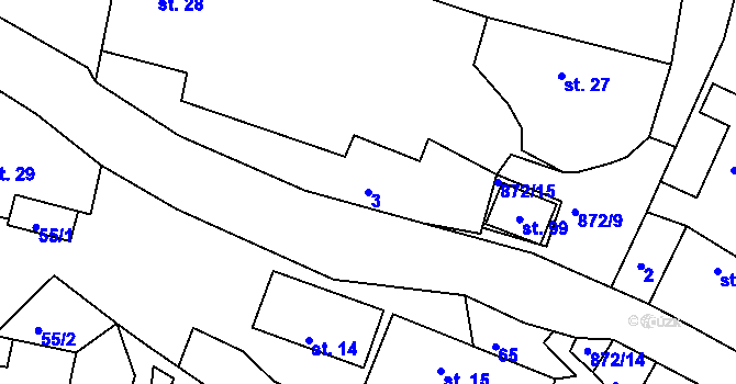 Parcela st. 3 v KÚ Brtnička, Katastrální mapa