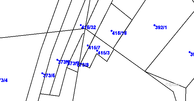 Parcela st. 415/3 v KÚ Brtnička, Katastrální mapa