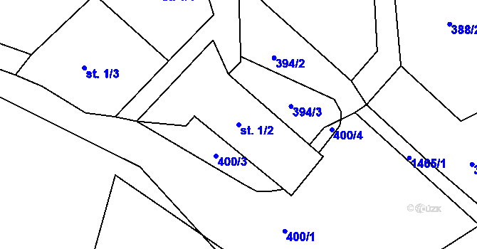 Parcela st. 1/2 v KÚ Brtníky, Katastrální mapa