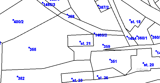Parcela st. 21 v KÚ Brtníky, Katastrální mapa