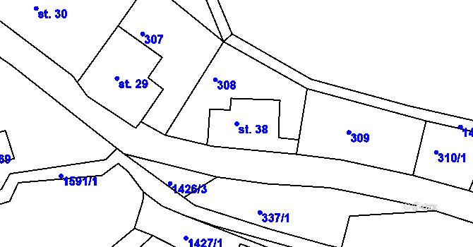 Parcela st. 38 v KÚ Brtníky, Katastrální mapa