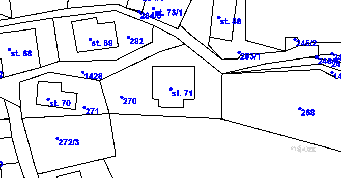 Parcela st. 71 v KÚ Brtníky, Katastrální mapa