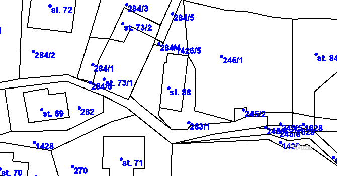 Parcela st. 88 v KÚ Brtníky, Katastrální mapa