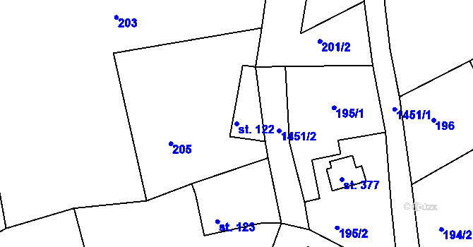 Parcela st. 122 v KÚ Brtníky, Katastrální mapa