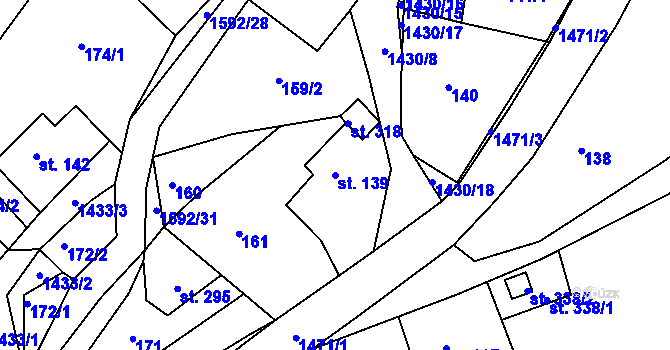 Parcela st. 139 v KÚ Brtníky, Katastrální mapa