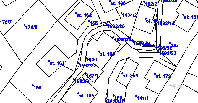 Parcela st. 164 v KÚ Brtníky, Katastrální mapa