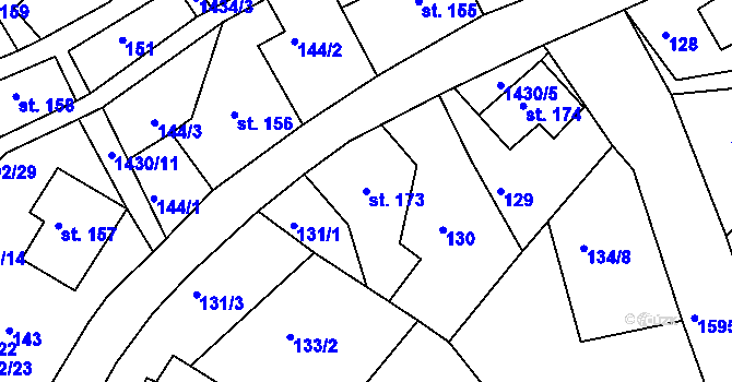 Parcela st. 173 v KÚ Brtníky, Katastrální mapa