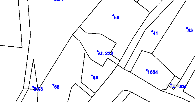 Parcela st. 222 v KÚ Brtníky, Katastrální mapa