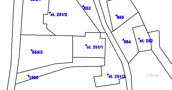 Parcela st. 251/1 v KÚ Brtníky, Katastrální mapa