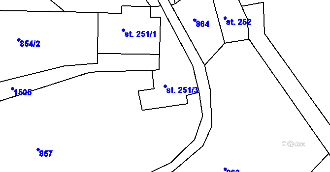 Parcela st. 251/3 v KÚ Brtníky, Katastrální mapa