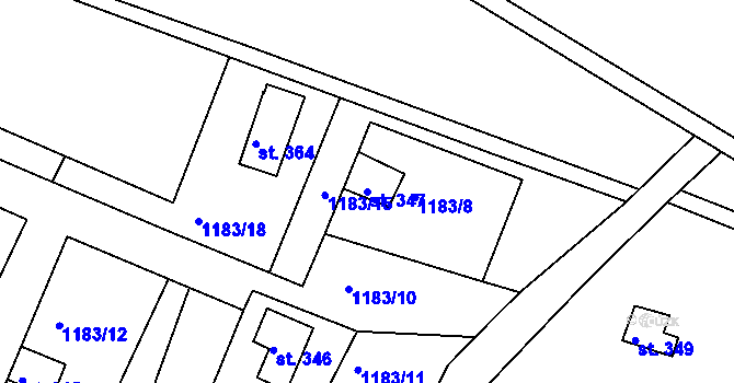 Parcela st. 347 v KÚ Brtníky, Katastrální mapa