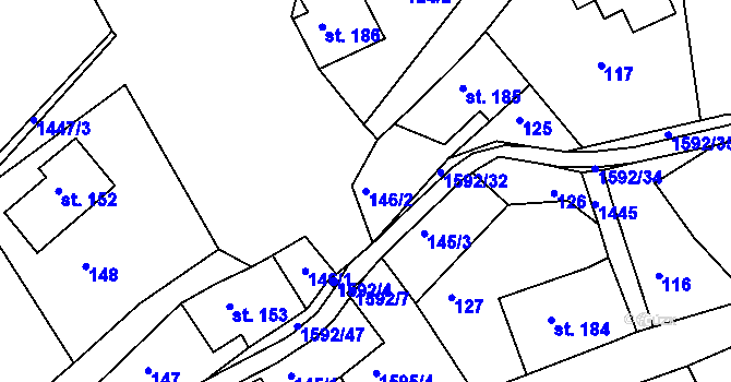 Parcela st. 146/2 v KÚ Brtníky, Katastrální mapa