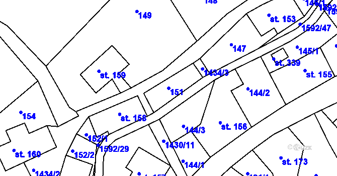 Parcela st. 151 v KÚ Brtníky, Katastrální mapa